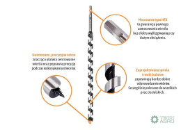 Wiertło do drewna kręte - świder 6x460 mm / TEGER
